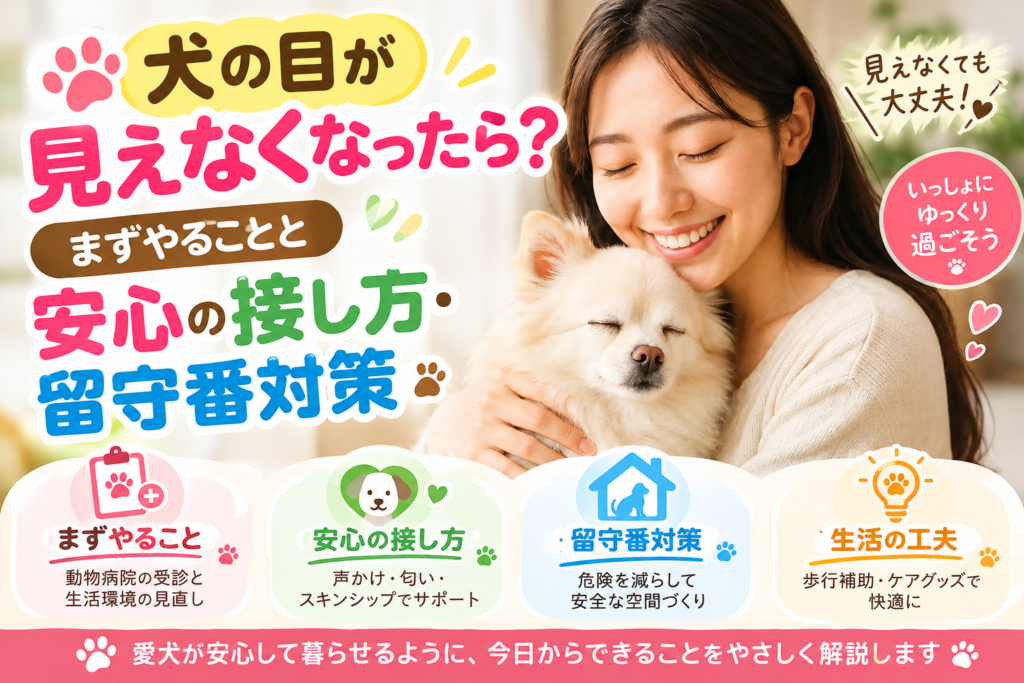 目が見えなくなった犬を抱きしめる飼い主と安心の接し方