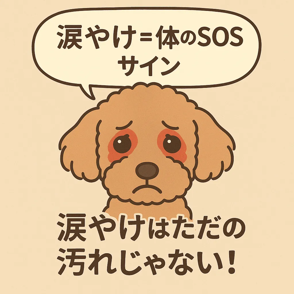 涙やけの原因を説明する犬のイラスト