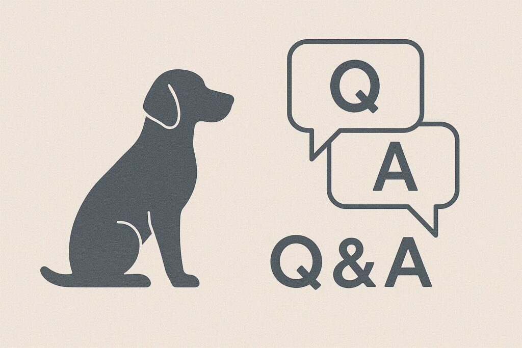 犬のシルエットとQ&Aの文字を組み合わせたシンプルなデザイン