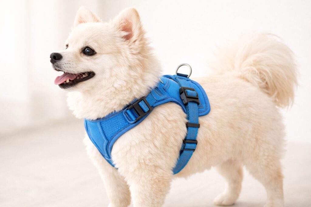 犬用引っ張り防止ハーネスの装着イメージ