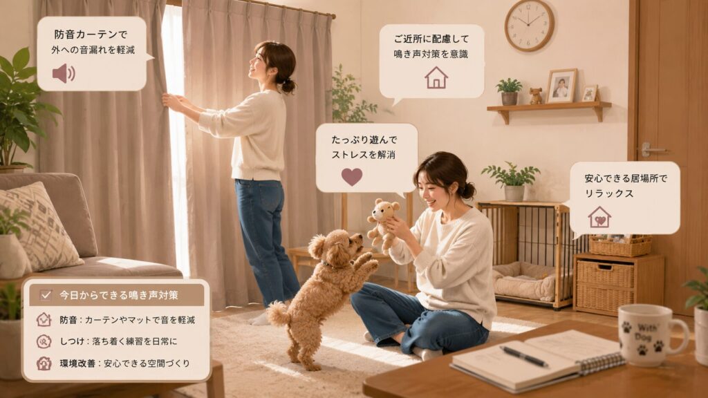 戸建てで防音や無駄吠え対策をしている犬の飼い主女性