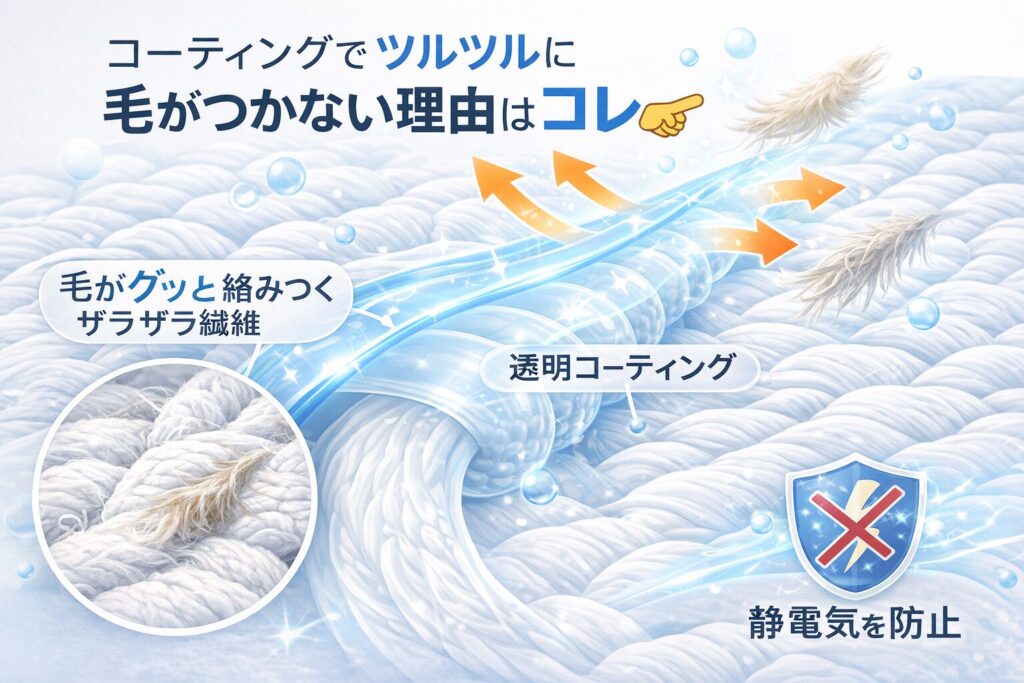 洗剤のコーティングによってペットの毛が付きにくくなる仕組み