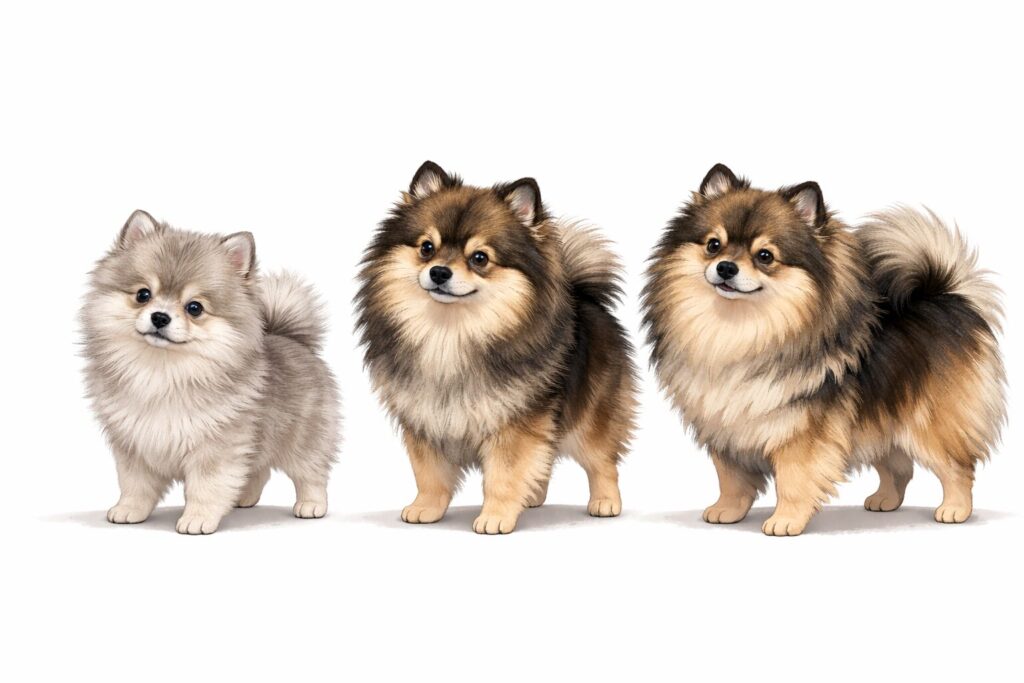 ポメラニアン ウルフセーブル 子犬から成犬までの毛色変化比較