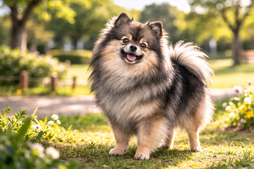 ポメラニアン ウルフセーブル 成犬の完成した毛色と全身の様子