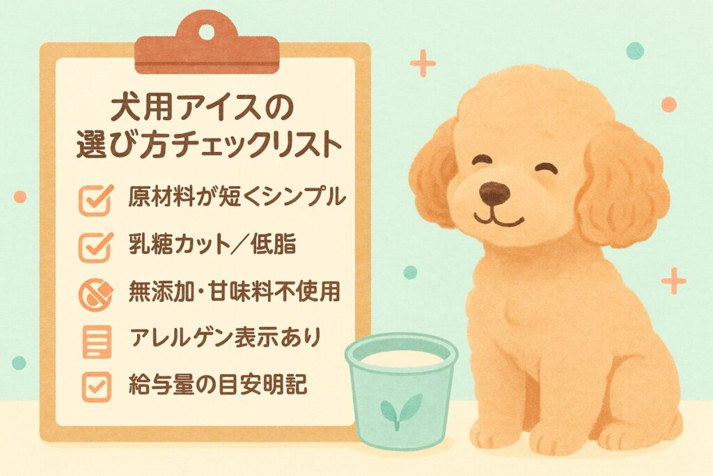 アプリコットプードルがチェックボード前でうなずく可愛いイラスト