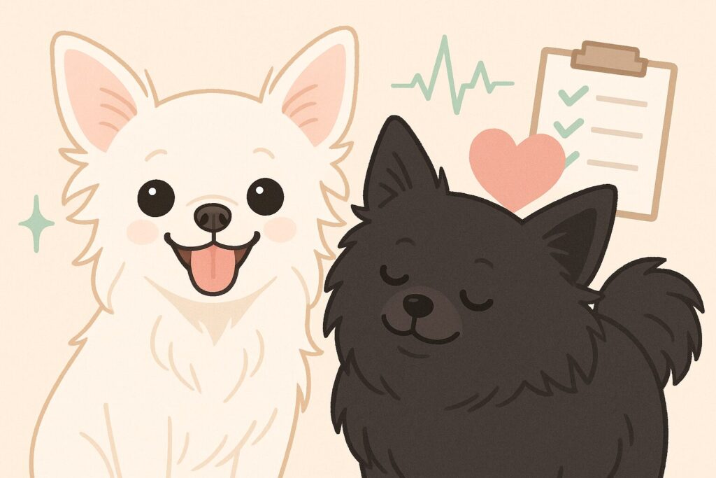 健康的な舌の色を見せる犬たちのイラスト