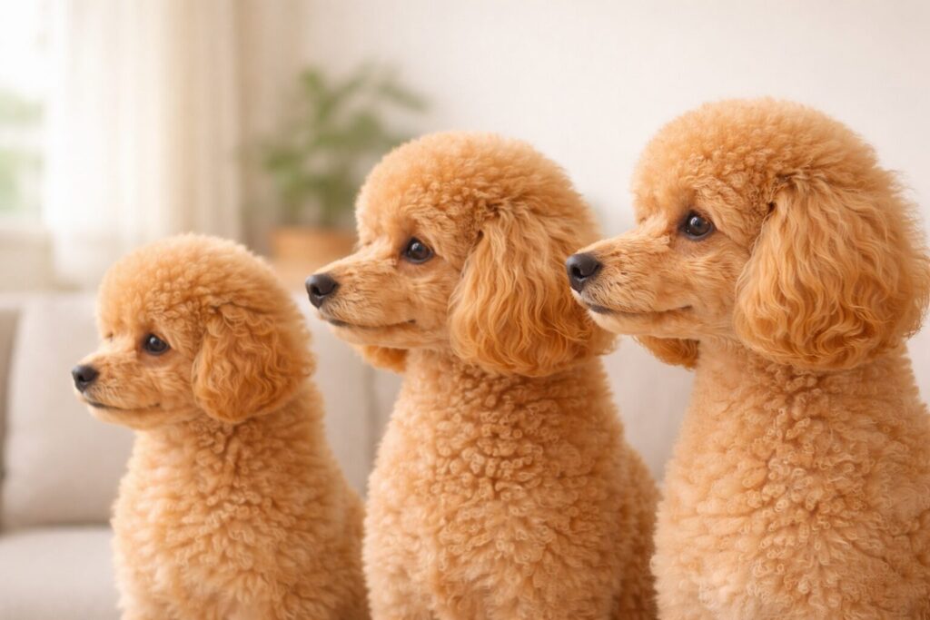 トイプードルの子犬から成犬までのマズルの成長比較