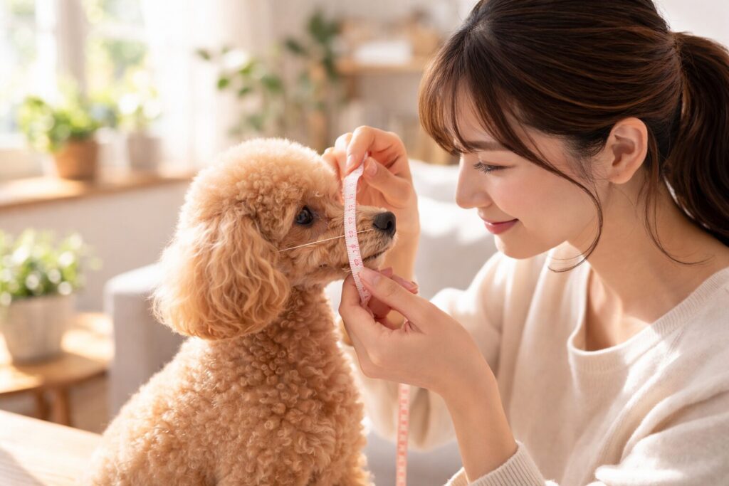 トイプードルのマズルの長さを自宅でメジャーで測る方法