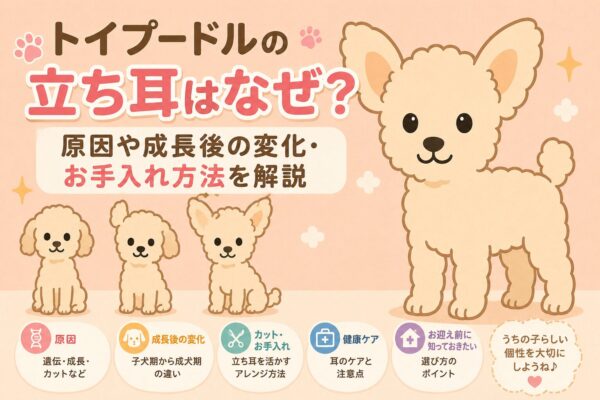 トイプードルの立ち耳と垂れ耳の違いを比較したイラスト