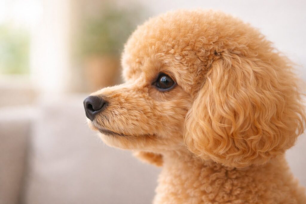 トイプードルの横顔アップで見るマズルの長さ（鼻先から目の下）