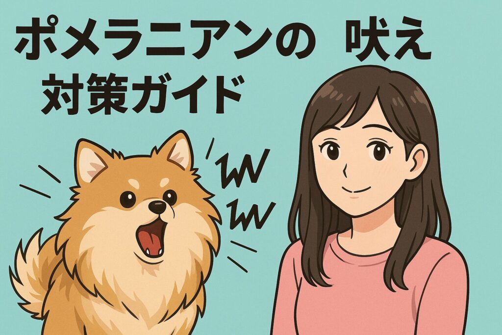 白と黒のポメラニアンが仲良く並ぶかわいいイラスト。やさしい色合いで「落ち着いて過ごす」を表現。