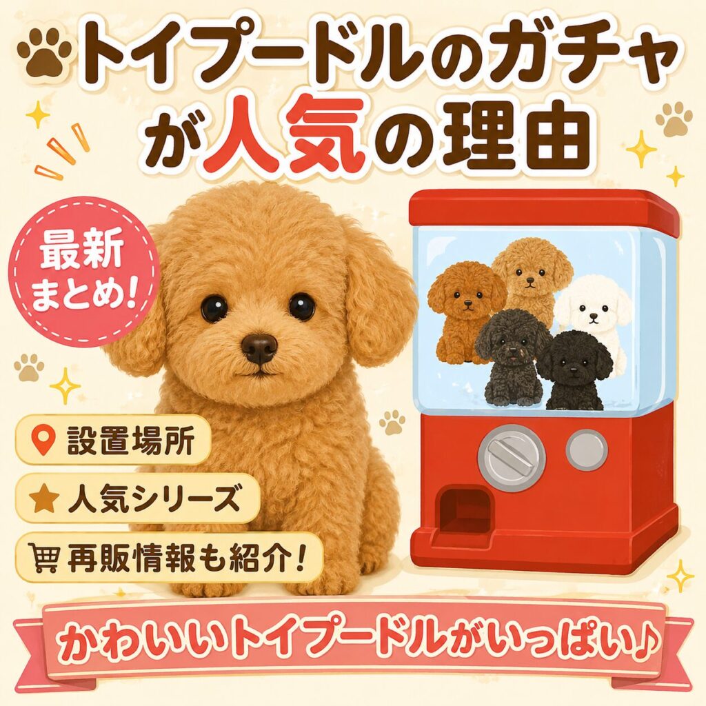 トイプードルガチャガチャの人気シリーズや設置場所を紹介するアイキャッチ画像