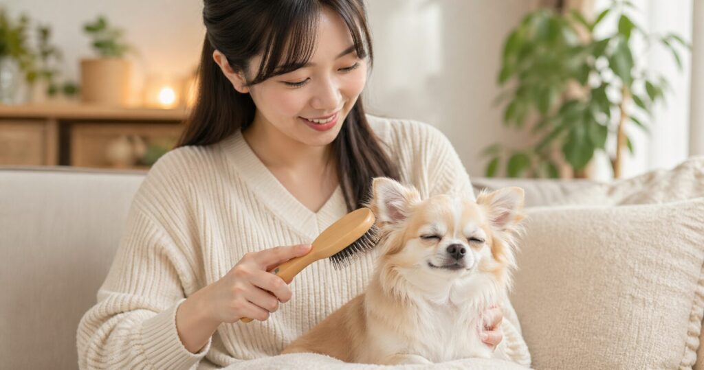 チワワ ブラッシング ケア 飼い主 スキンシップ