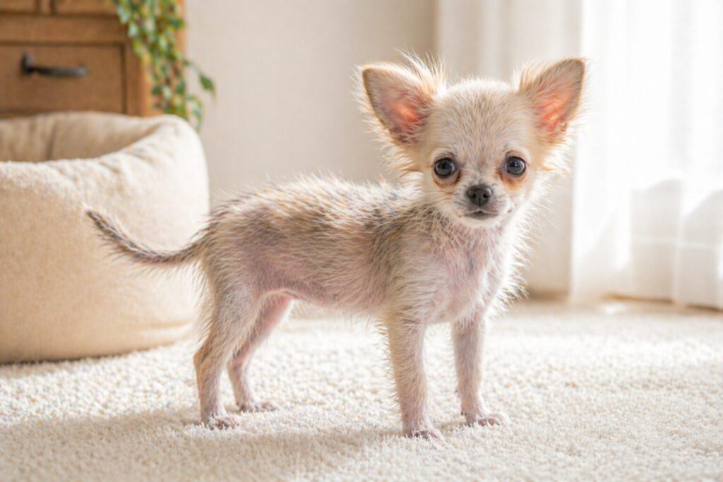 チワワ 子犬 ブサイク期 毛がスカスカ 顔の変化