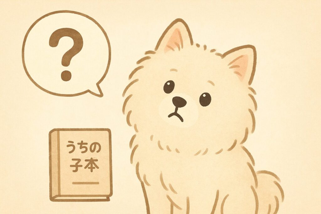 犬の写真集出版に関する質問をイメージした白ポメラニアンのイラスト