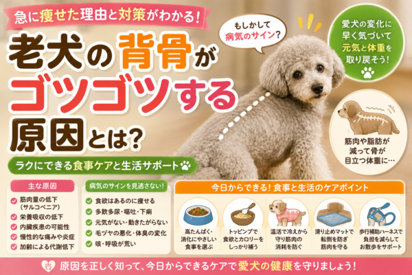 老犬の背骨がゴツゴツ目立つ原因と食事・生活ケア