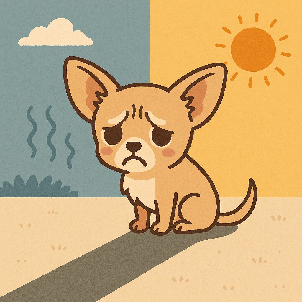 外で孤独に過ごすチワワのかわいいイラスト