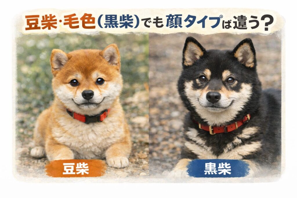 豆柴と黒柴の顔立ちを比較したイメージ