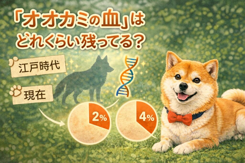 柴犬とDNA割合を示したイラスト画像