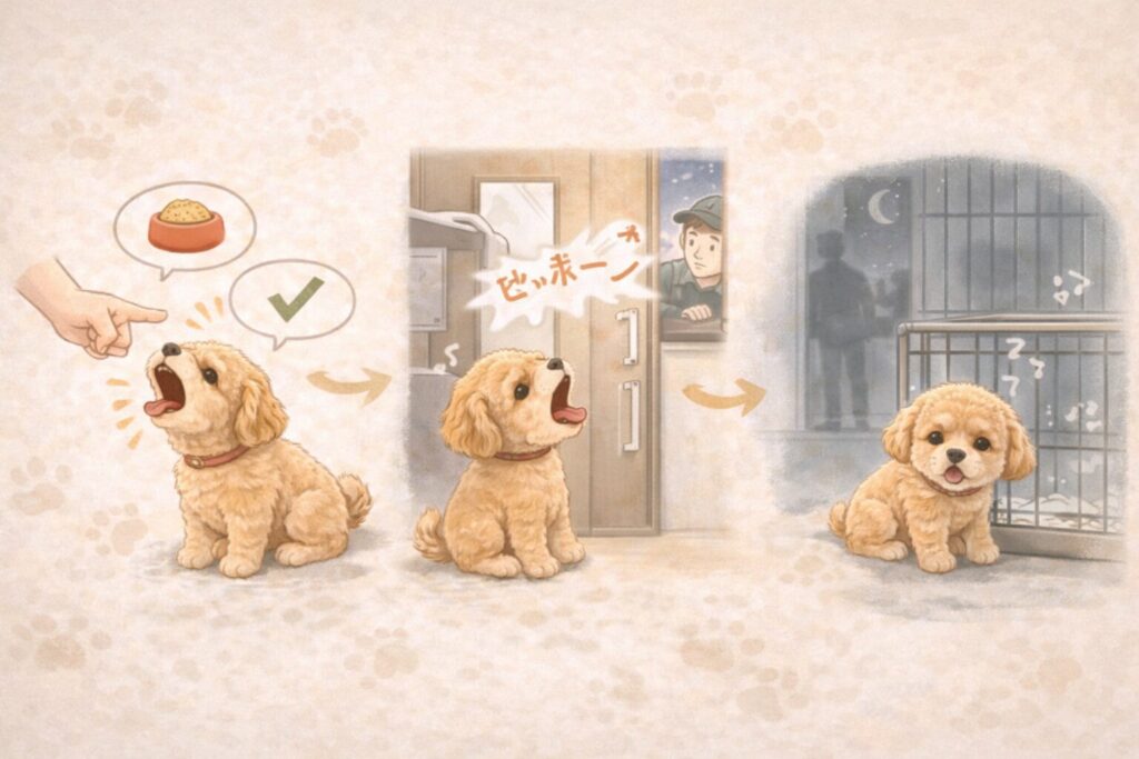 犬の無駄吠えの主な原因を分かりやすく示した初心者向けイラスト