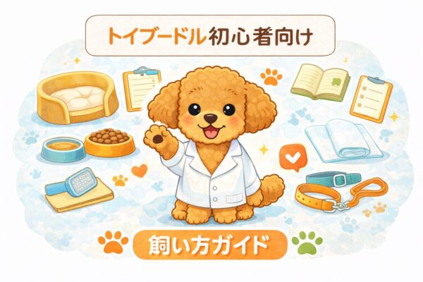 トイプードル初心者向けの飼い方ガイドをイメージしたイラスト