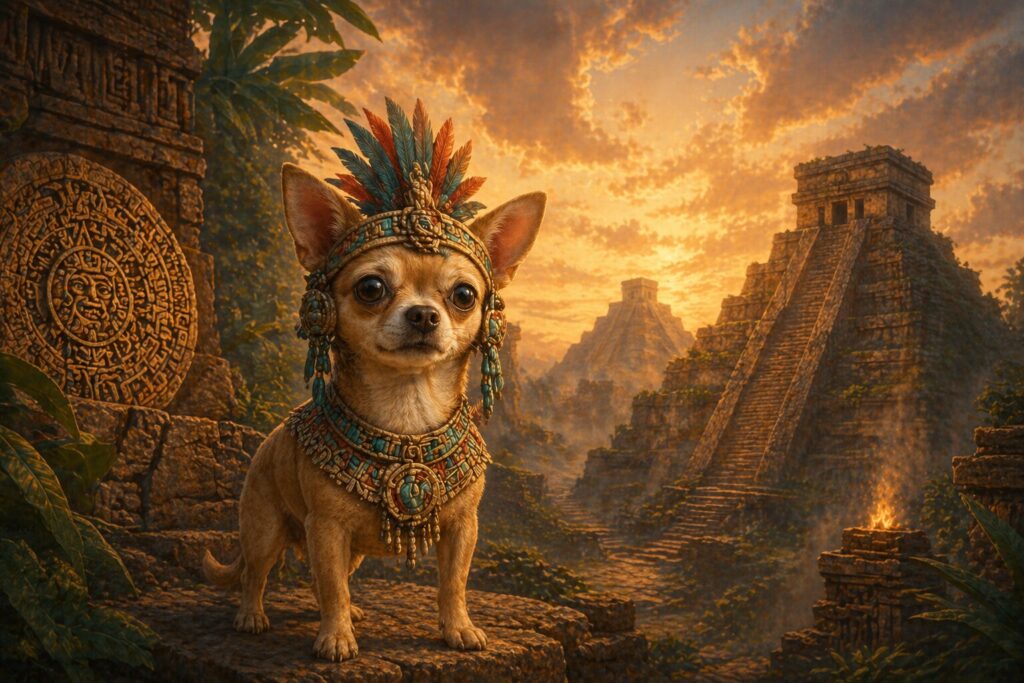 チワワの祖先とされるテチチと古代メキシコのイメージ