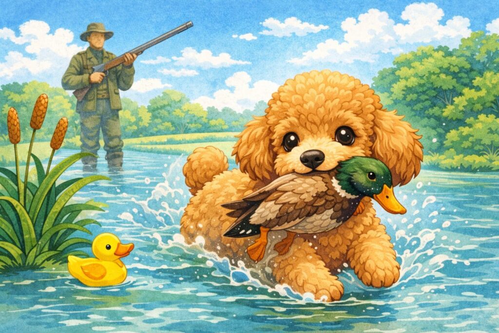 フランスの地図とトイプードルで原産国がフランスであることを表したイラスト