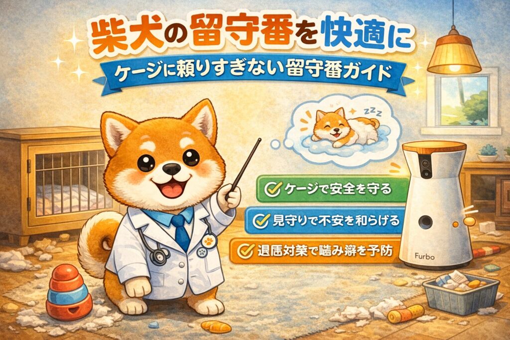 留守番中も安心して過ごす柴犬と室内環境の様子