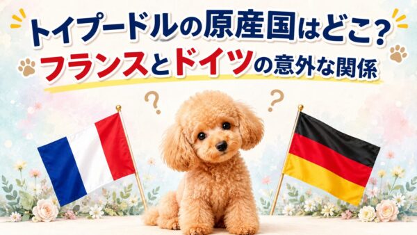 トイプードルの原産国について解説するフランス国旗とドイツ国旗のイメージ画像