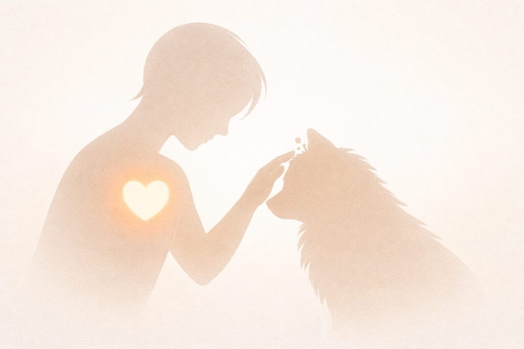 犬と人の心のつながりを象徴するイラスト