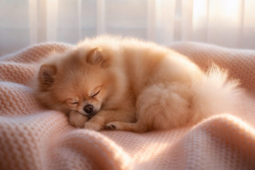 朝の光の中で安心して眠るトイプードル｜守りたい気持ちの象徴
