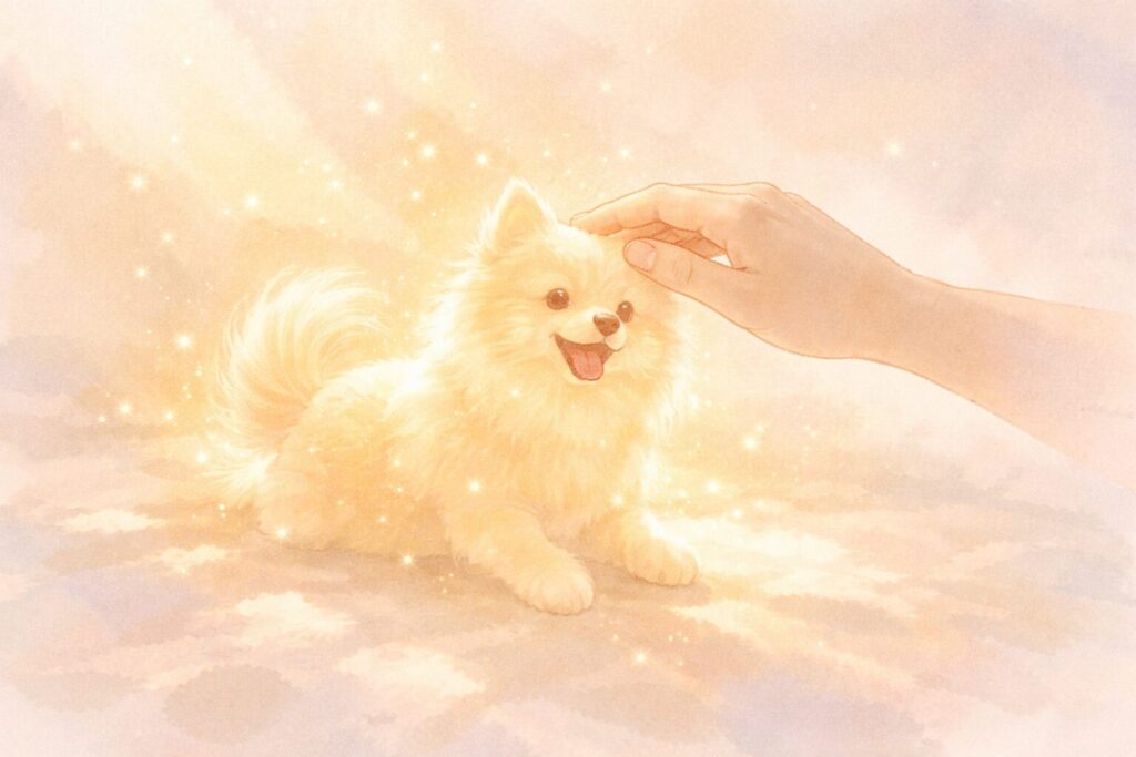 亡くなった犬の夢の意味を象徴する、やわらかな光の犬のイメージ