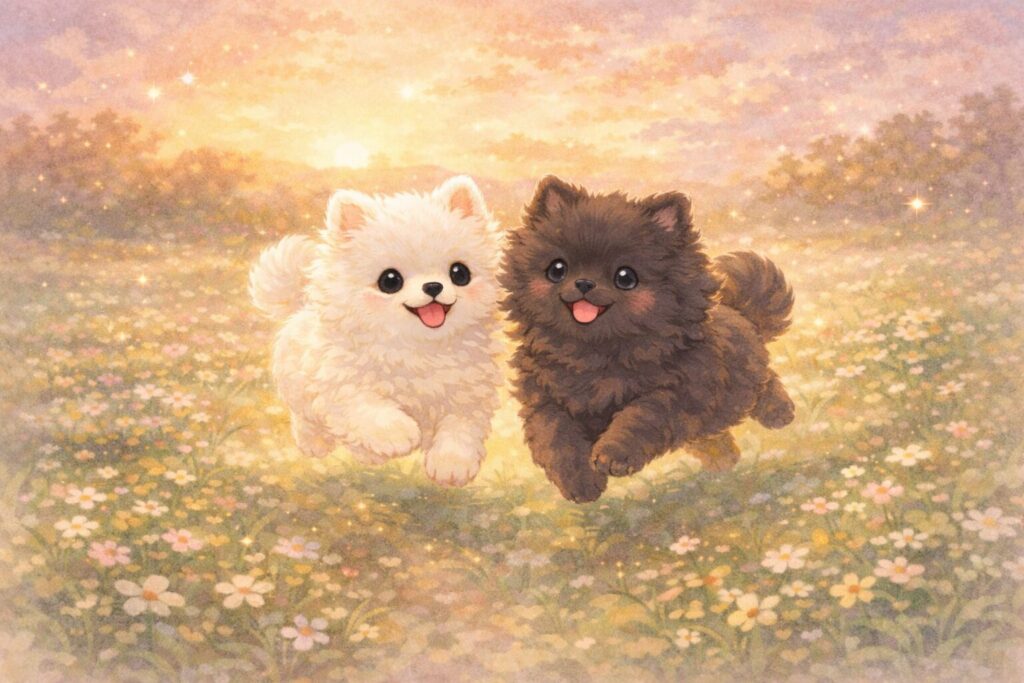 夢占いで子犬が2匹いる幸運のイメージ