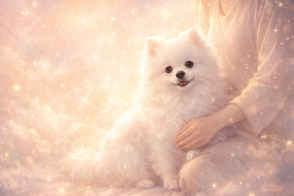 白い犬が人に懐く夢をイメージした優しい白い犬