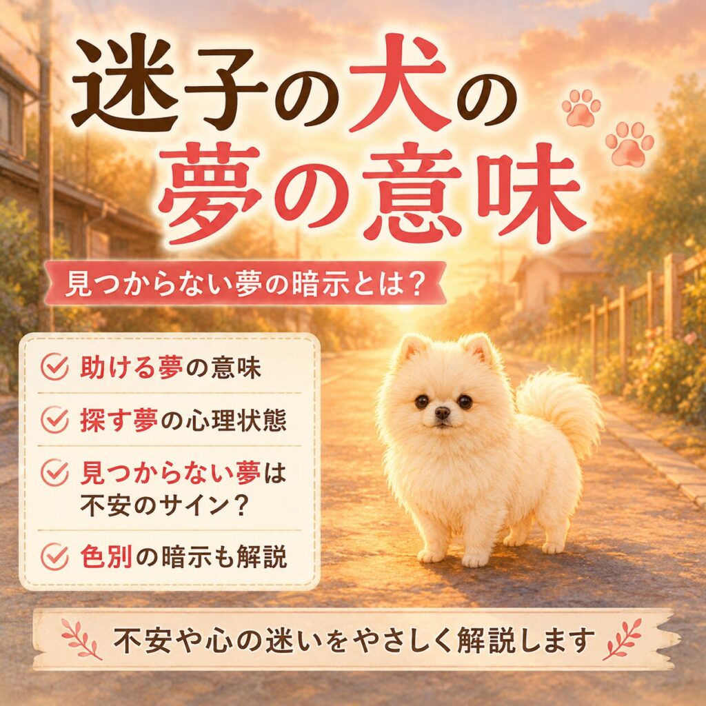迷子の白い犬の夢の意味を表現したイメージ