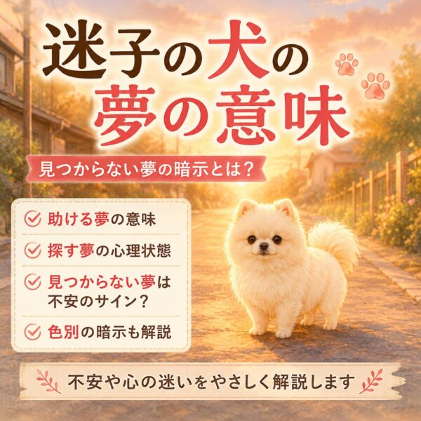 迷子の白い犬の夢の意味を表現したイメージ