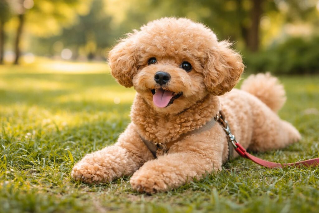 座っているトイプードル