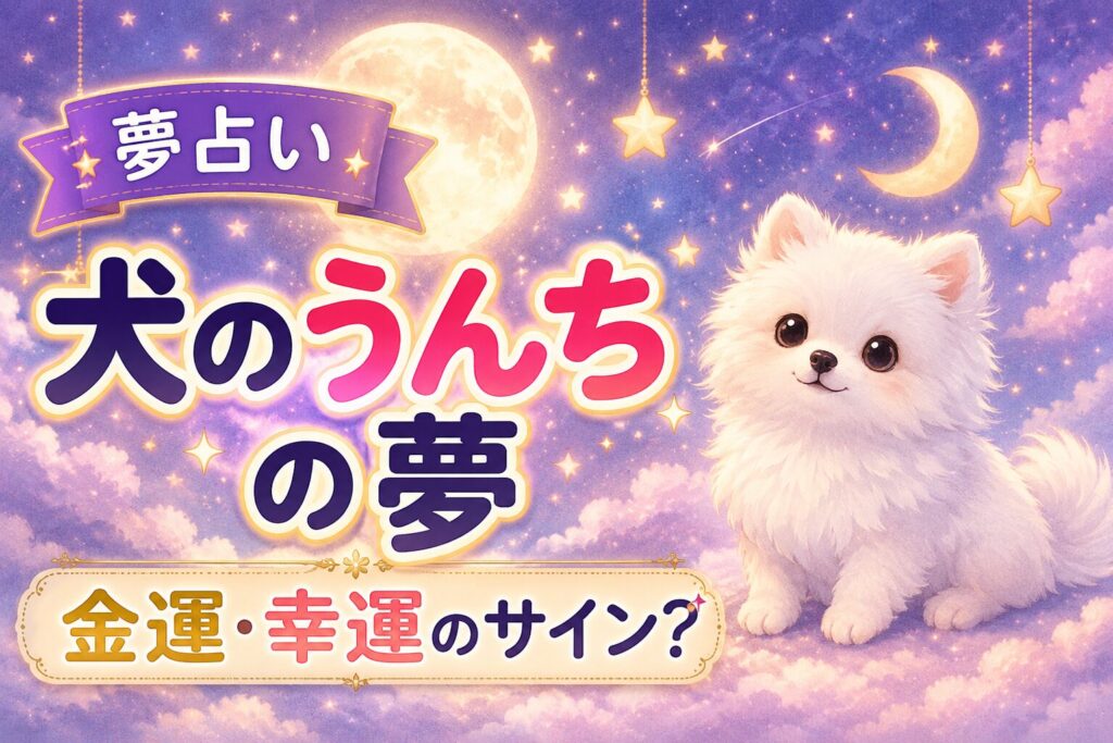 犬のうんちの夢をイメージしたやさしい雰囲気の夢占いイラスト