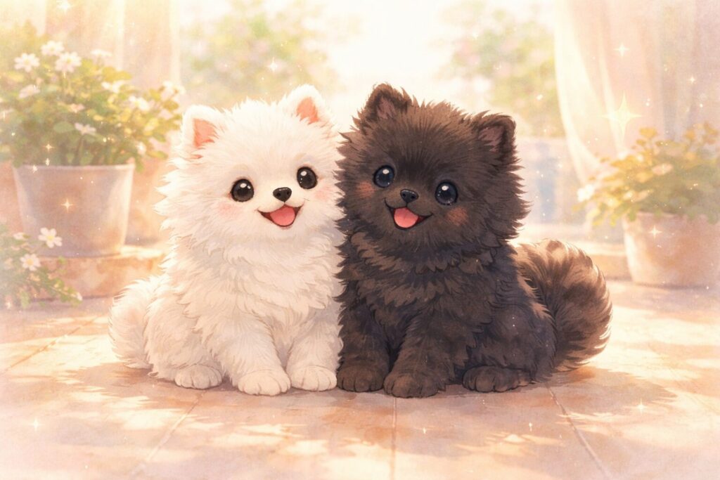 夢占いで子犬が2匹出てくる夢のイメージ