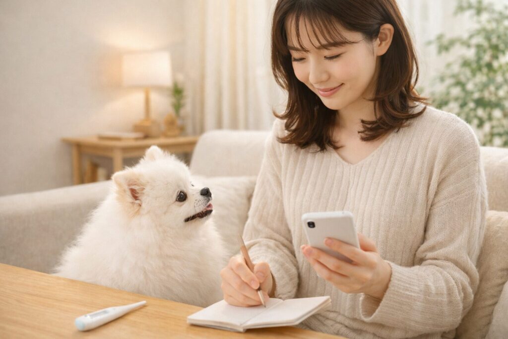 犬の体調を確認しながら受診の判断をする飼い主