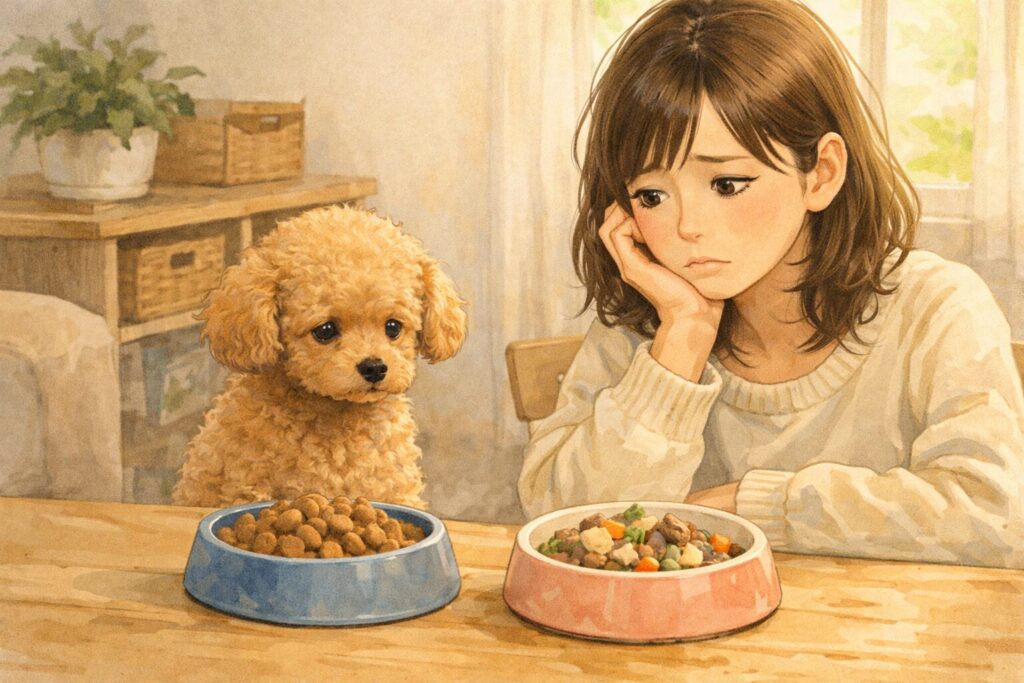 ドッグフードを食べない犬と困る飼い主