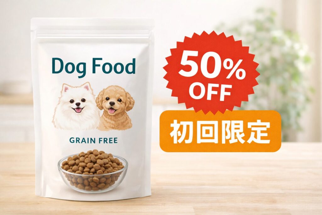 モグワンの半額キャンペーンや初回割引のイメージ