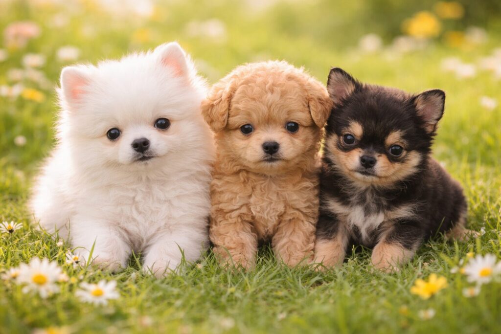 白い子犬・茶色い子犬・黒い子犬の夢占いイメージ