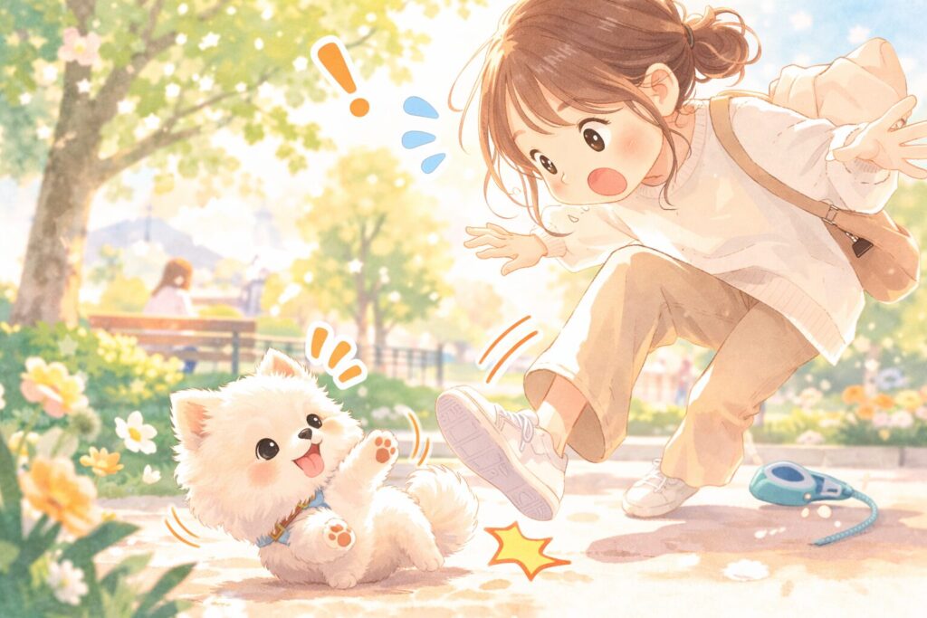 犬のうんちを踏む夢や手や服につく夢をイメージしたイラスト