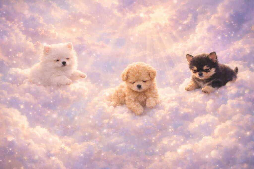 夢の中の子犬をイメージした幻想的な風景