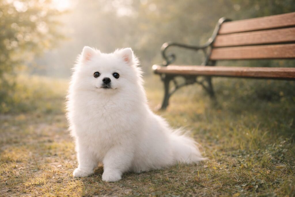 小さい白い犬の夢のイメージ