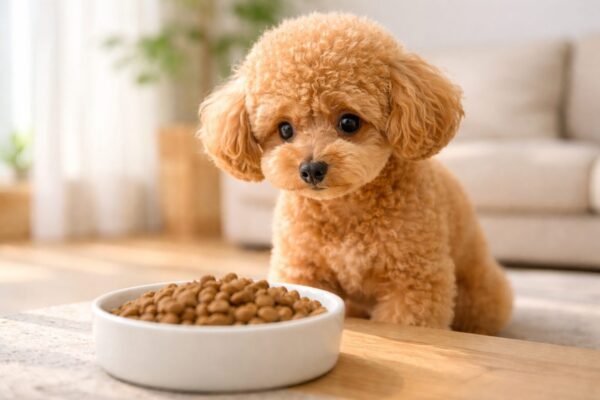モグワンの給餌量に悩む犬とドッグフード