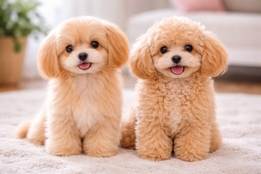 トイプードルの子犬から成犬への毛質変化イメージ