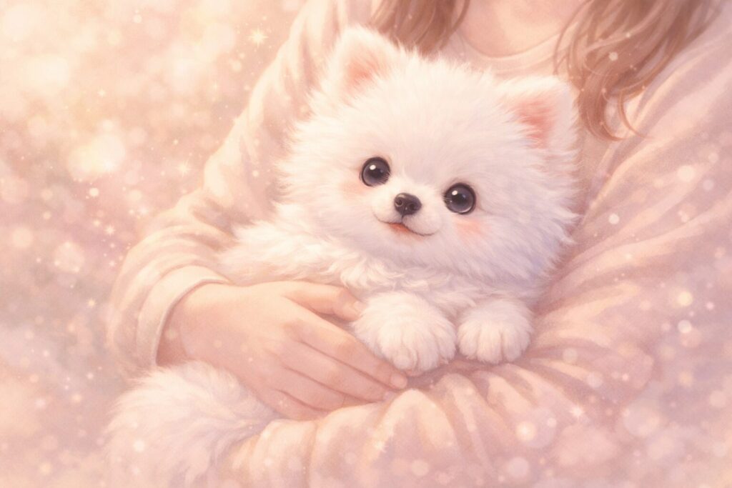 白い子犬の夢の基本的な意味を表すやさしい雰囲気の白い子犬