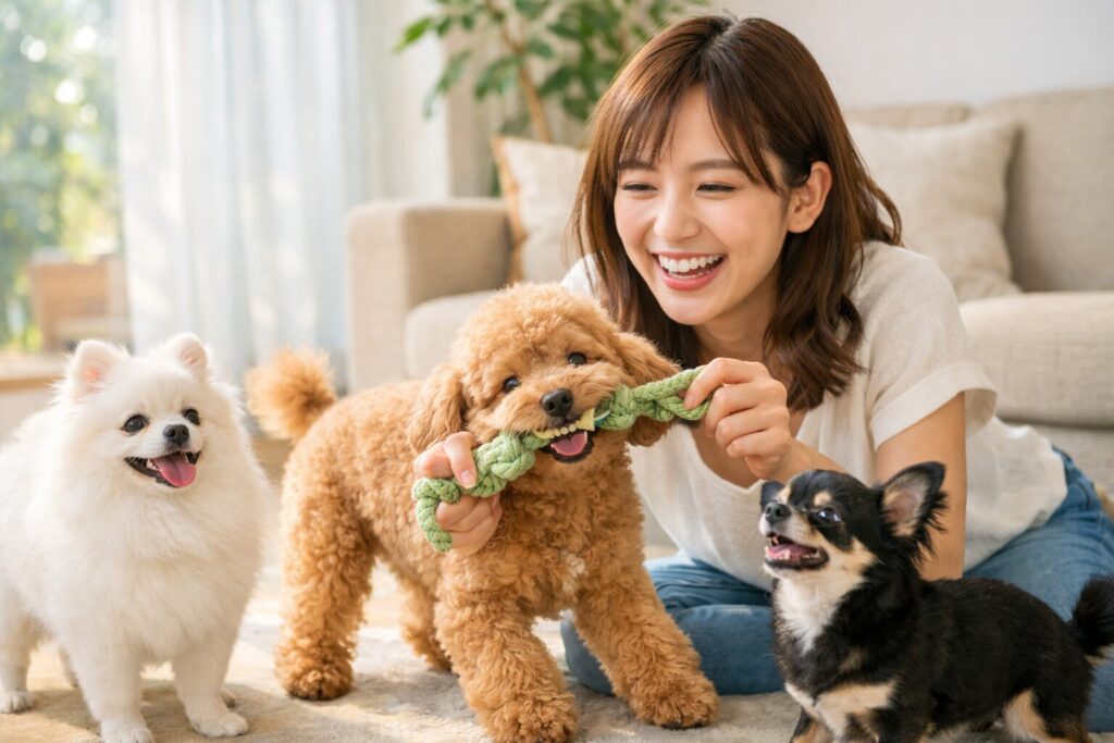 適切な給餌量で健康的な体型の犬